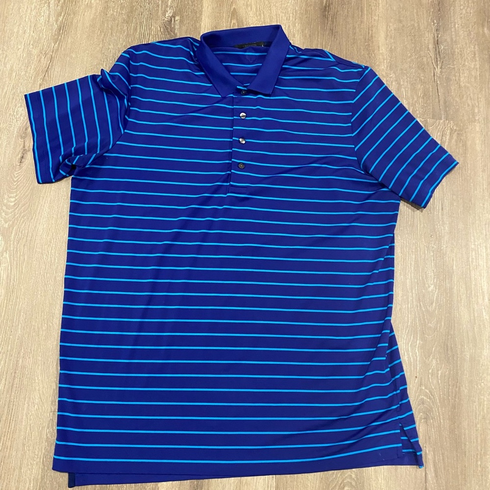 Greyson Navy and Teal Striped Polo Shirt